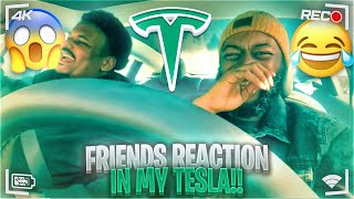 DRIVING TESLA SUPER FAST GETTING PEOPLE REACTION IN THE HOOD | HILARIOUS | MUST WATCH*