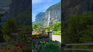 The Lauterbrunnen Valley is a Swiss valley surrounded by the mighty peaks of the Bernese Alps.