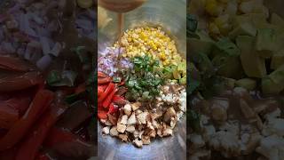 grilled chicken pasta salad with balsamic tahini dressing 🥑🌽🌶️