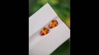 Radiant Matching Pair of Orange Clinohumite Gems - Authentic Tajikistan Treasures 1.15 - 1.08 ct