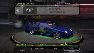 NFS Underground 2 | Ae86 trueno tuning | Corolla