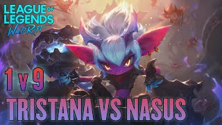 Wild Rift Tristana Top Lane Domination - Facing Nasus 1v9 |