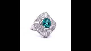 2.61 Carat GIA CERT Natural Blue Tourmaline & Diamond Ballerina Cocktail Ring in Platinum