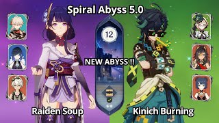 C0 Raiden Soup Overvape & C0 Kinich Burning - Spiral Abyss 5.0 Floor 12 Genshin Impact