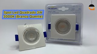 Spot Led Quadrado 3W Branco Quente (3000K) Slim- Blumenau Iluminação