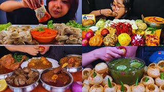 ASMR: EATING SPICY HANDI MUTTON CURRY, CHICKEN LEG CURRY, AND DIFFERENT TYPES OF BHARTA #asmr #food