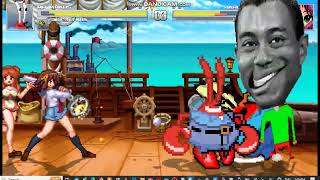 MUGEN: MvC2 Mr. Krabs (Me) & Omega Tiger Woods vs Haruhi & Mr. Krabs