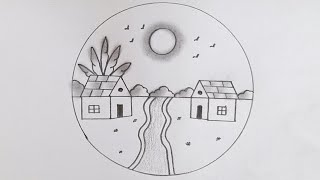 Circle Scenery drawing 2 @TamilNewArt