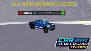 All New Working Codes in Car Dealership Tycoon DECEMBER 2023!