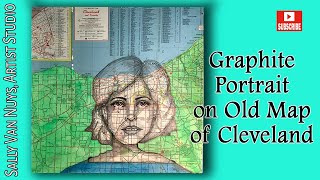 Graphite Portrait on Old Cleveland Map