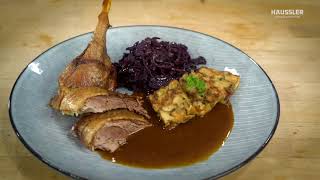 Weihnachtsmenü: Gans mit Blaukraut und Brezelknödel