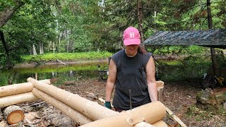 building a little off grid log cabin   Episode 2