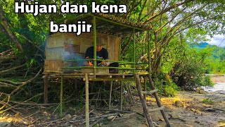 2 hari membuat pondok, memasak, menginap saat hujan deras & kena banjir 🔥⛺️