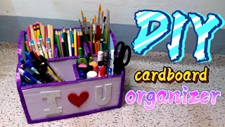 Cardboard crafts ideas DIY cardboard organizer Desk organizer recycled papers DIY ball pen organizer