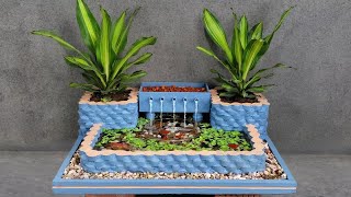 Wow! Amazing Idea with Cement - How To Make a Beautiful Waterfall Aquarium For Your Family