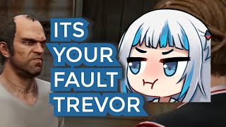 Gura Jumps Off A Crane & Blames Trevor 【Gawr Gura / Hololive EN】