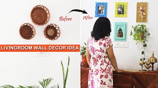 LIVING ROOM DECORATING IDEAS | Budget Room Makeover | How to Decorate a Empty Wall | Wall Decor Idea