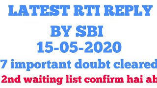 Latest RTI reply by SBI (7 important question) for SBI clerk