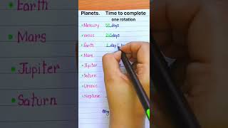 Planets and time to complete rotation 🌍🌐 #learnenglish #education #gk #learning