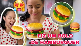 BOLO EM FORMATO DE HAMBÚRGUER TODO DE CHANTININHO 🍔😍 - BOLO TEMA HAMBÚRGUER - Bruna Cake’s 🌸