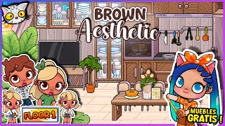 Brown AESTHETIC con MUEBLES GRATIS para una familia de 4 personas - AVATAR WORLD House Maker Ideas