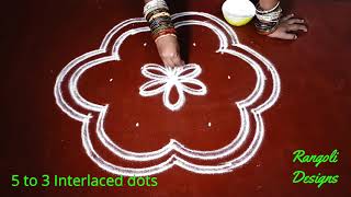 small friday kolam with 5 dots || simple n cute muggulu || draw this easy rangoli for festival