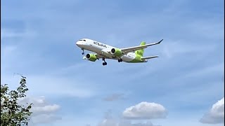 Air Baltic Airbus A220 Approach/Landing Düsseldorf Airport