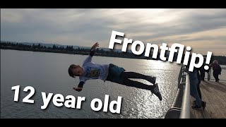 12 Year Front Flips From 32 Foot Peer!