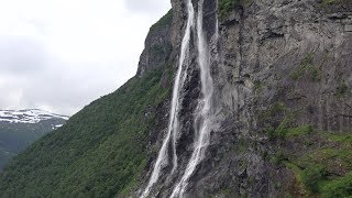 Norway Geiranger - World Heritage Site Seven Sisters waterfalls and The Suitor