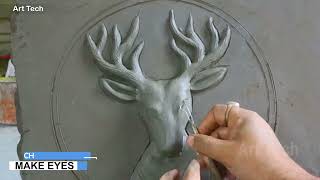 Deer head making | fiber wall decor item | easy animal head making | Art Tech