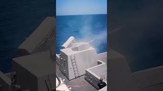 USS New York (LPD 21) fires a MK-46 30mm cannon during a live-fire exercise in the Mediterranean Sea