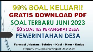 BOCORAN TERBARU!!  SOAL TES PERANGKAT DESA JUNI 2023 GRATIS DOWNLOAD PDF SOAL DAN JAWABAN