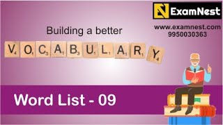 Vocabulary - 09 | Word List | Entrance Exams | Improve Verbal | CAT | IPMAT