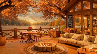 Soft Jazz by the Lakeside - Smooth Bossa Nova with a Cozy Fireplace in Autumn