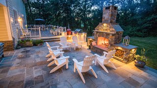 Private Backyard Entertaining Space with Outdoor Stone Fireplace - Property Showcase