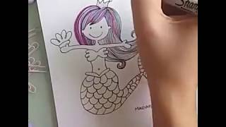 Mermaid Drawing Coloring - Speed Drawing - Timelapse