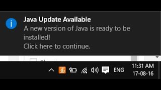 How to Disable Java Update Notification in Windows 10/8/7.