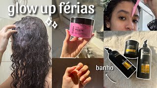 GLOW UP de FÉRIAS! *spa day completo🫧 banho premium, corpo, cabelo, unhas