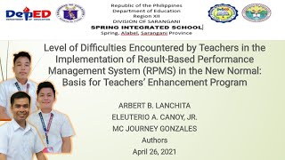 Action Research Proposal Sample || Implementation of RPMS in the New Normal Education