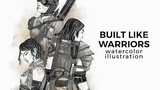 watercolor & ink illustration - built as warriors | YTAC