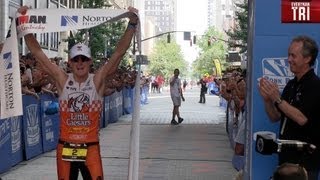 Top 3 Pro Men Cross the Finishline at the 2012 Ironman Louisville Triathlon