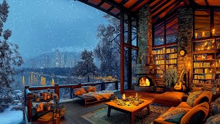 Winter Café Jazz Retreat ☕ Soft Melodies & Fireplace Ambiance for a Cozy Night of Study, Relaxation