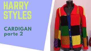 HARRY STYLES CARDIGAN español, tejido a dos agujas parte 2.