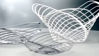 Trinity Basket by Alessi In Steel Colored With Epoxy Resin. White color. Designer Adam Cornish.