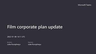 Film corporate plan update 10 January 2021