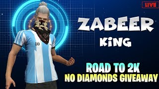 1 🆚 2 Kottu 500 Diamonds Pattu  // ff live // Zabeer King Gaming // Raod To 2k