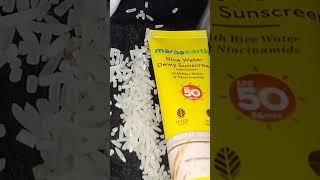 Mamaearth sunscreen review💛 Rice Water Dewy sunscreen,,#shorts #skincareroutineforoilyskin #trend