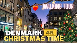 Happy Christmas ❤️ Copenhagen City Center - Walking Tour Denmark 4K