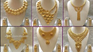 Latest Dubai style short and heavy Gold necklace designs/दुबई वाले नेकलेस के डिजाइंस।