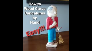 How to Wood Carve Caricatures - "The Smoking Janitor" - Time Lapse Demo - No Talking